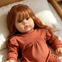 22Inch Lifelike Reborn Baby Doll Ellie Soft Cotton Body Multiple Layers Painting 3D Skin With Visible Veins Hand Root Hair