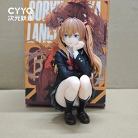 Anime Girl Asuka Academic-Style Squatting Pvc Action Figure Collectible Model Desktop Desktop Pc Case Decoration Toy Gift 14cm S