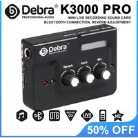 Debra K3000 Pro Mini Live Recording Soundcard with Bluetooth DSP Reverb for Microphone, Instrument, Computer Connection