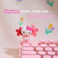 New Cute Custom Hello Kitty Keycaps, Pink Cartoon-style DIY MX-switch Mechanical Keyboard Keycaps, Personalized Birthday Gift