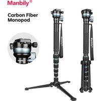 Manbily C-666PRO 187cm Carbon Fiber Monopod Travel Tripod with Panoramic Ball Head Mount For DSLR Camera Stand Photography