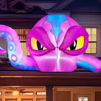 Poulpe gonflable violet de 6,2 pieds de long avec tentacules qui sortent de la fenêtre, avec LED intégrées, pour décoration de fenêtre d'Halloween, décoration de jardin extérieur, pelouse, fête.