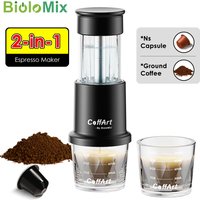 BioloMix 2 In 1Multifunctional Portable Manual Min Espresso Hand-Press Coffee Maker,Compatible with Capsule Coffee and Powder