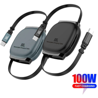 100W Fast Charging Type C To Type C Retractable Cable For iPhone 17 16 Pro Max Samsung Mini Size USB-C Mobile Phones Data Cord