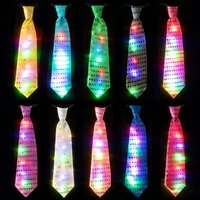 10pcs LED Luminous Necktie Sequin Neck Ties Glowing Tie Flash Light Up Men's Necktie Costume Birthday Rave Wedding Party