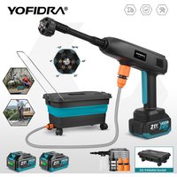 YOFIDRA High Pressure Car Washer Gun 100Bar + 22L Water Tank Portable Cleaning Tool Garden Spray Gun for Makita 18V Battery Pin
