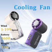 Portable Handheld Mini Fan, 1-199 Speed Wind, Hand Small Travel Personal Held Fans, Rechargeable Turbo Fan for Camping Outdoor