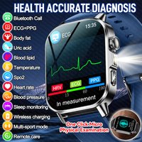 New Men Accurate Health Diagnosis ECG Smart Watch Blood Pressure Blood Oxygen Blood Fat Uric Acid Temp Bluetooth call Smartwatch image 4