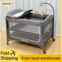 PANGDUBE Babybett 0–3 Jahre Nachttisch-Schläfer mit Rollen, faltbares Babybett mit Windelwechsler, Laufstall für Mama, Babyparty-Geschenk