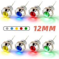 White/Blue/Green/Yellow/Red LED 12mm Metal Indicator Light Signal Lamp for 3V 6V 12V 24V 220V Distribution Box Wiring Power