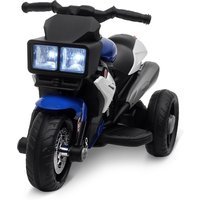 Homcom Elektro-Motorrad für Kinder ab 3 Jahren, 6V-Batterie, mit Lichtern, Musik, Hupe und breiten Reifen, Kinder-Motorrad mit Geschwindigkeitsregelung. 3 km/h Blau und Schwarz