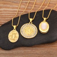 Nidin New Retro Oval/Round Shape Religious Style Zircon Flip Pendant Necklace For Female Male Lovers Photos Jewelry Accessories