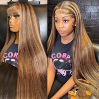 Trendy 13x4 HD Lace Wig P4/27 Highlight Straight Hair 200 Density Thick Soft Pre Plucked Natural Long Style Breathable Lightweight For All Occasions