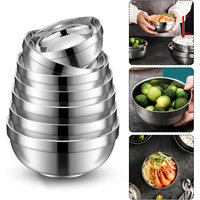 Double Layer Insulation Stainless Steel Bowls Salad Bowl Mixing Bowl Rice Bowls Deep Dish Kitchen Tableware