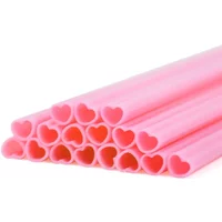50pcs Pink Heart Shaped Disposable Drinking Straws Wedding Birthday Party Supplies Valentine's Day Gift Love Mouth Straws