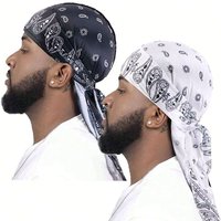 Turban Hat Printed Wigs Biker Headwrap Pirate Hats For Men Hair Accessories Long Tail Straps Bandanas Pirate Hat Pirate Costume