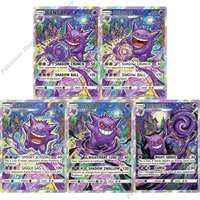 5Pcs Pokemon Cards Gengar Hand Drawn Art Painting Anime Gengar Cards PTCG Hobby Collection Game Rare Holo Pokemon Cards Toy Gift