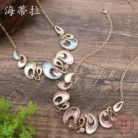 Jewelry DIY accessories new enamel color hollow diamond flower necklace, women's high-end versatile flower alloy necklace