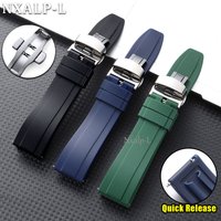 Butterfly Clasp Silicone Watch Band 20mm 22mm for Seiko for Rolex for Citizen Strap Women Men Sport Watrproof Bracelet 18mm 24mm