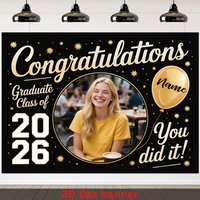 2D Flat Banner,1pc Custom Photo and Name Graduation Backdrop Banner, Senior Banner Class Of 2026, Graduation Decorations