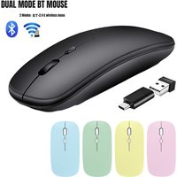 Wireless Mouse with 2.4G Bluetooth-compatible Dual Modes, 1600 DPI Adjustable, Silent Clicking, Portable Ergonomic Laptop Mouse