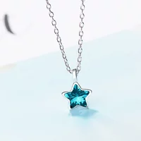 925 Sterling Silver Blue Star Crystal Pendants Necklaces For Women Luxury Quality Jewelry Gift Female Free Shipping