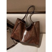 Women's Large Soft PU Leather Tote Bag Retro Brown Style Casual Shoulder Bag for Daily Work & Travel