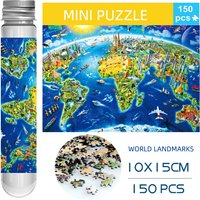 150PCS Mini Test Tube Jigsaw Puzzles World of Curiosities Landmarks Decompression Toy Fridget Puzzle Game Family Decoration