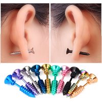 6pcs/lot Stainless Steel Punk Screws Stud Earrings Unisex Cartilage Helix Unisex Stackable Piercing Jewelry Ear Stud