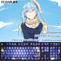 Rimuru 108 Keycaps Tensura Anime PBT DYE Sublimation Light Transmitting Cherry MX Cross Axis Switch for Mechanical Keyboard Gift
