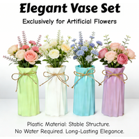 1/4pcs Nordic Plastic Vases Ceramic-Look Tabletop Decoration Artificial Flowers Vase for Indoor Holiday Living Room Ornament