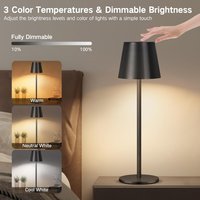 Led Cordless Battery Desk Lamp, Dimmable Touch Desk Lamp, Usb-C Charging, 3 Colors, Adjustable Brightness, Modern Style Led Lamp, Outdoor Desk Lamp, Suitable for Restaurants, Hotels, Bedrooms, Bars,