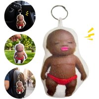 Talking Natasha Black Baby Baby Doll Keychain Novelty Prank Sound Making Plush Pendant Stress Relief Squeeze Fidget Toy