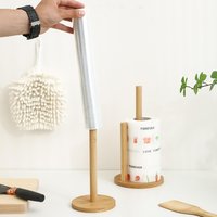 Bamboo Paper Towel Holder Wooden Roll Paper Storage Rack Lazy Cleaning Cloth and Wrap Holder For Kitchen Dining Room