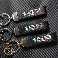 For Alfa Romeo 159 147 156 Italian Logo Emblem Car Carbon Fiber Leather Zinc Alloy Keychain Microfiber Key Chain Accessories