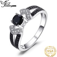 JewelryPalace Natural Black Spinel 925 Sterling Silver Engagement Wedding Band Ring for Women Trendy Fine Jewelry Fashion Gift