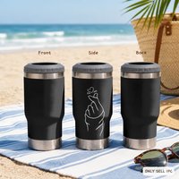 Hand Heart Design Vacuum Flasks Insulated Can Vacuum Beer Bottle Holder Slim Can Coozie Stainless Steel Cold Keeper
