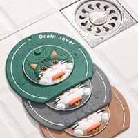 Cute Cat Silicone Drain Cover Anti-Odor Floor Drain Pad for Bathroom Kitchen Sink Stopper Hair Catcher Sewer Deodorizer