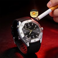 New Smart Watch Electric Lighter Real Dial Windproof USB Rechargeable Igniter, Portable Outdoor Men's Smoking Accessory