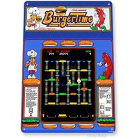Burger Time Arcade Sign, Classic Arcade Game Marquee, Game Room Tin Sign A265