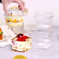 50 Stück Kunststoff-Dessertbecher mit Deckel, 8 Unzen, wiederverwendbarer Cupcake-Behälter, transparent, quadratisch, einzelne Dessert-Box, versiegelte Kuchen-Aufbewahrungsbox