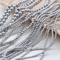 2-6mm Natural Hematite White Golden Gold-plated Round Beads Spacers Loose Beads For Jewelry Making Bracelets DIY Accessories