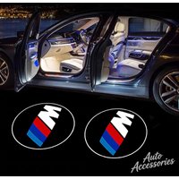 2pcs Carbon Fiber Car Door Welcome Light LED Projector Ghost Shadow Lamp For BMW M Sport MINI 1 3 5 7 Series X1 X3 X5 X7 Sticker
