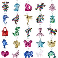 25pcs Flip Sequin Series Key Chain Fashionable Dress Accessories Pendant Children Adult Party Hecomingom Gifts