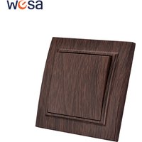 WESA Brown Wooden Frosted Light Wall Switch Flame retardant Plastic Panel Button 1 Gang 1 Way Wall Rocker Switch On And Off AC