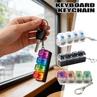 4-Key Keyboard Fidget Toy with RGB Light Keychain Stress Relief Clicker Mechanical Feel Portable Fidget Keycap Toy