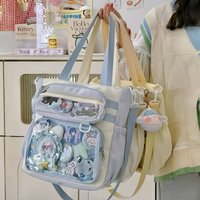Kawaii Transparent Ita Bag Anime Shoulder Tote Bag Women Large Capacity Nylon Crossbody School Handbag