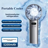 Portable Handheld Fan LED Display Semiconductor Refrigeration 100 Speeds USB Rechargeable 5200mAh Outdoor Fan Double Ice Cooler