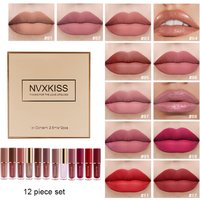 12PCS matte lip glaze pearlescent lip gloss waterproof long-lasting not easy to fade matte lipstick gift box gift