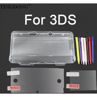 Clear Split Transparent Hard Case for 3DS, Protective Shell with Screen Protector and Stylus Pen